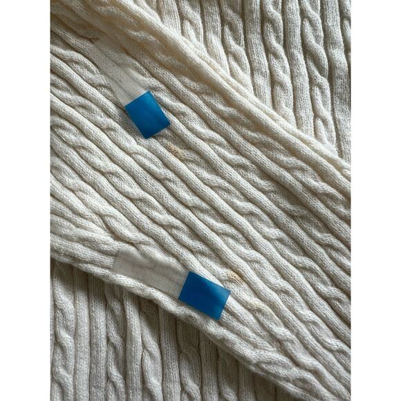 LL Bean Cable‎ Sweater Button Up Size XL Cotton Merino Wool Off White - Picture 7 of 12